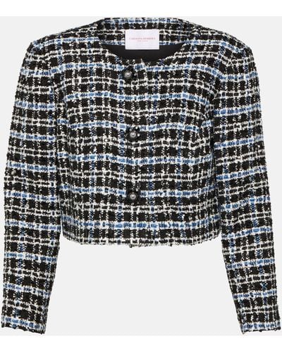 Carolina Herrera Cropped Tweed Jacket - Black