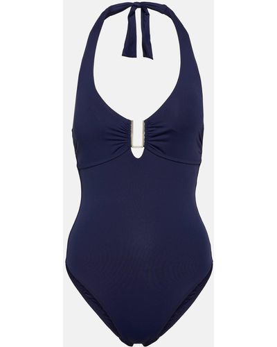 Melissa Odabash Tampa Halterneck Swimsuit - Blue