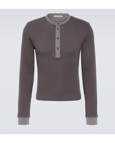 Acne Studios Cotton Henley Shirt - Grey