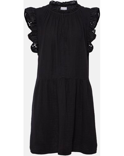 Velvet Grace Lace-trimmed Cotton Minidress - Black