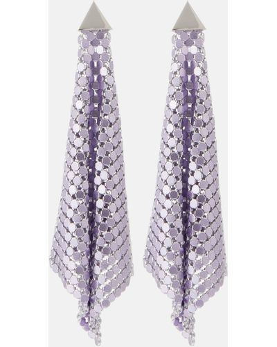 Rabanne Embellished Drop Earrings - Purple