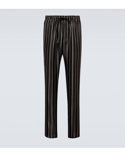Dolce & Gabbana Striped Silk Pyjama Bottoms - Black