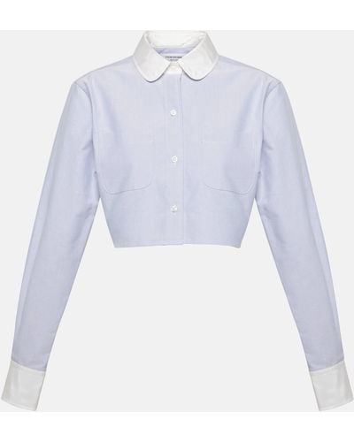 Thom Browne Cropped Cotton Shirt - Blue