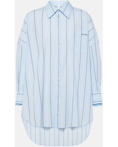 Marni Striped Oversized Cotton Poplin Shirt - Blue