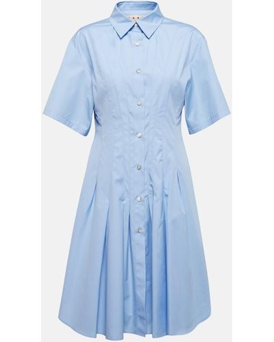Marni Cotton Poplin Shirt Dress - Blue