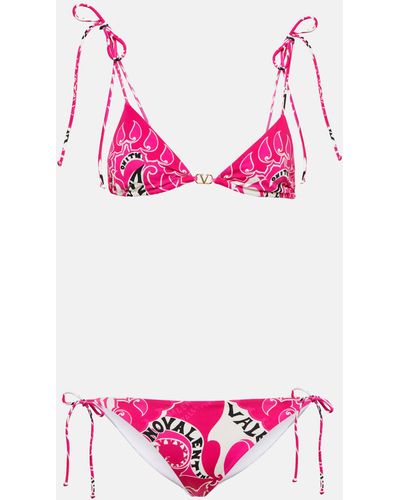 Valentino Printed Traingle Bikini - Pink