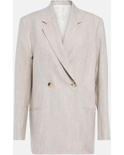 Totême Melange Wool And Linen Blazer - Grey