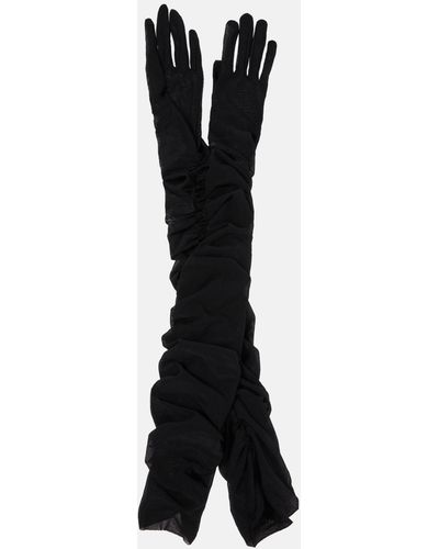 Jennifer Behr Leontyne Ruched Gloves - Black