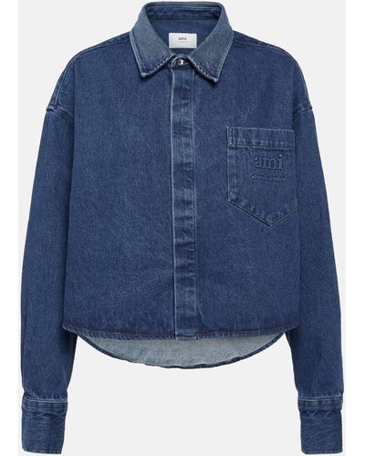 Ami Paris Cotton Denim Jacket - Blue