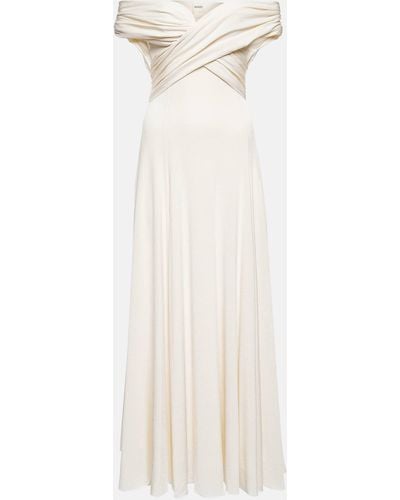 Khaite Bruna Off-shoulder Crepe Maxi Dress - White