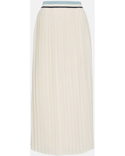 Moncler Pleated Georgette Midi Skirt - Natural