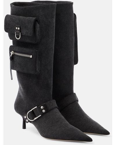 Blumarine Jeanne Denim Knee-high Boots - Black