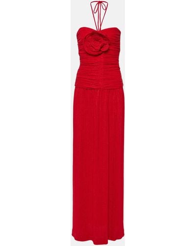 Rebecca Vallance Samantha Floral-applique Ruched Gown - Red