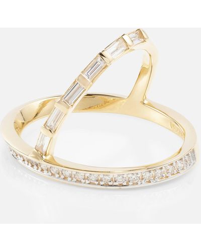 Mateo 14kt Y-bar Gold Ring With Diamonds - Metallic
