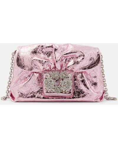 Roger Vivier Drape Micro Leather Clutch - Pink