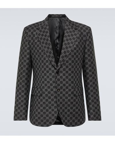 Gucci GG Wool Flannel Blazer - Black
