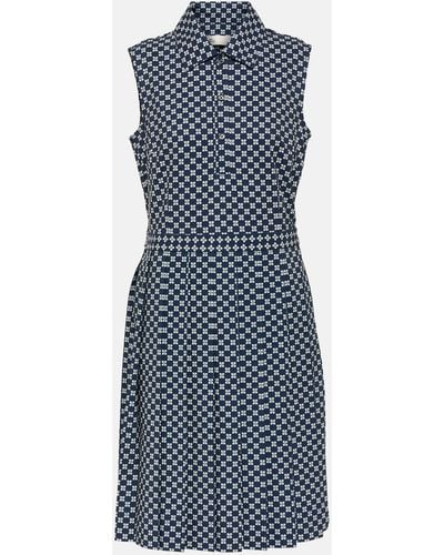 Tory Sport Printed Pleated Jersey Minidress - Blue