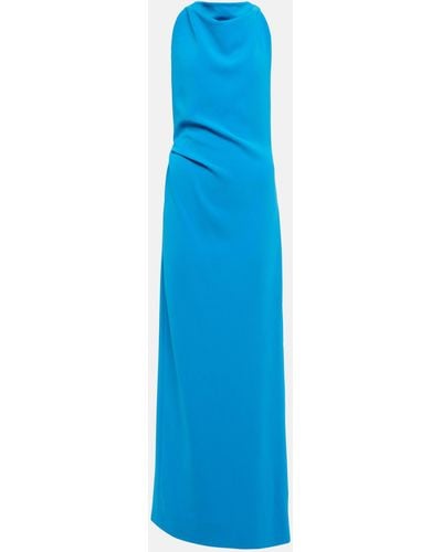 Proenza Schouler Mockneck Crepe Maxi Dress - Blue
