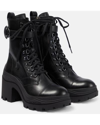 Moncler Envile Buckled Leather Combat Boots - Black
