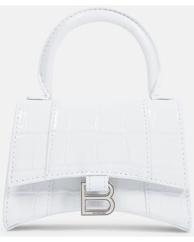 Balenciaga Hourglass Mini Leather Crossbody Bag - White
