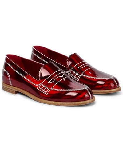 Christian Louboutin Mocalaureat Leather Loafers - Red