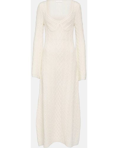 Chloé Cable-knit Wool And Cashmere Midi Dress - White