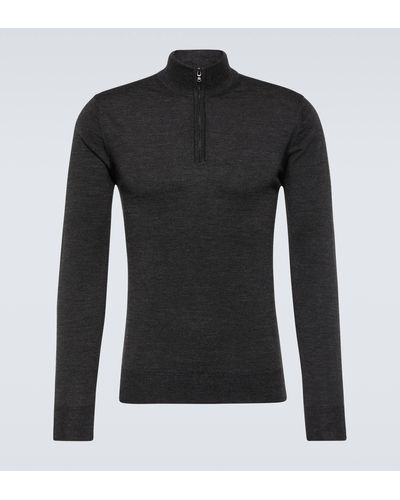 Sunspel Wool Quarter-zip Sweater - Black