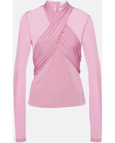Isabel Marant Resly Draped Semi-sheer Jersey Top - Pink