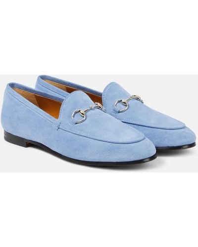 Gucci Jordaan Horsebit Suede Loafers - Blue