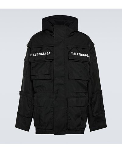 Balenciaga Logo-print Oversized Technical Parka - Black