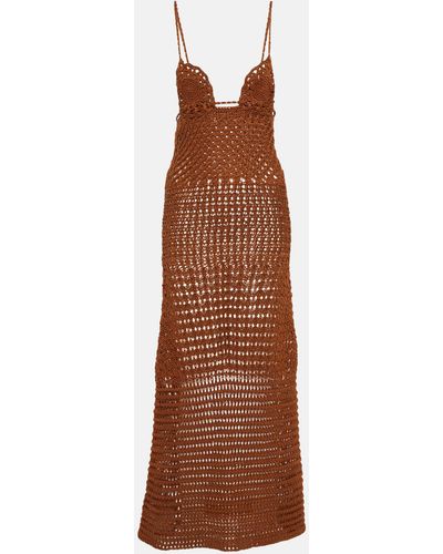 Alanui Mother Nature Crochet Cotton Dress - Brown