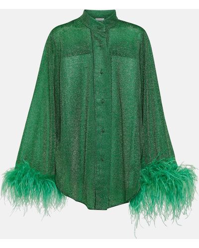 Oséree Lumiere Plumage Long Shirt - Green