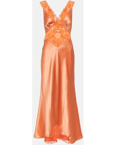 Sir. The Label Aries Lace-trimmed Silk Maxi Dress - Orange