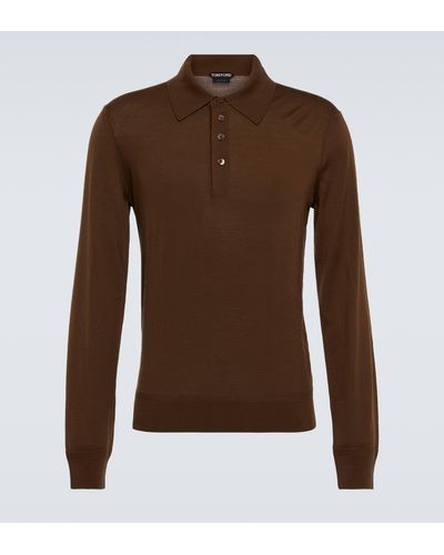 Tom Ford Wool Polo Top - Brown