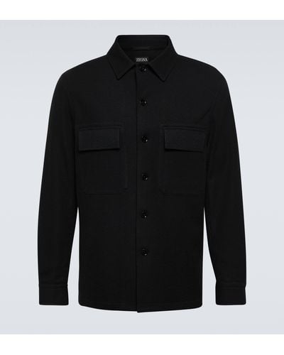 Zegna Wool And Cotton Overshirt - Black