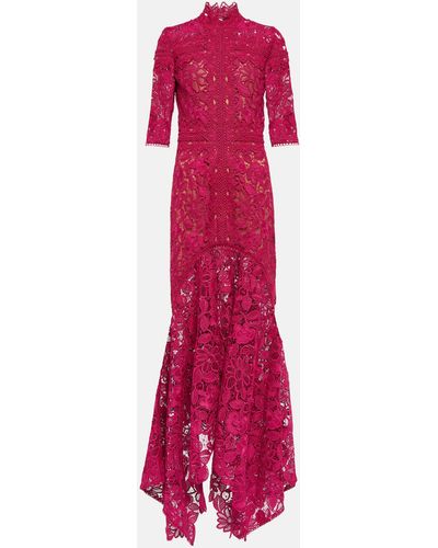 Costarellos Kalissa Guipure Lace Gown - Red