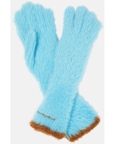 Jacquemus Les Gants Neve Long Faux Fur Gloves - Blue