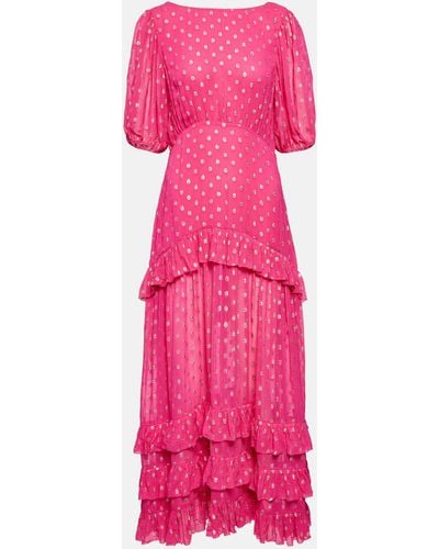 RIXO London Shireen Fil Coupe Georgette Maxi Dress - Pink