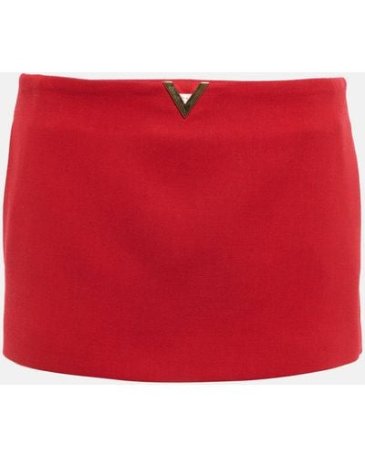 Valentino Vlogo Wool-blend Crepe Skort - Red