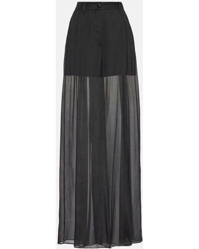 Dolce & Gabbana High-rise Silk Chiffon Wide-leg Pants - Black