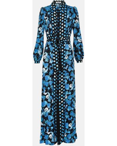 Diane von Furstenberg Joshua Floral Crepe Maxi Dress - Blue