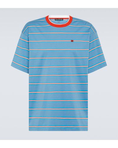 Acne Studios Face Striped Cotton Jersey T-shirt - Blue