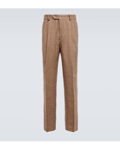 AURALEE Straight Cotton, Wool And Cashmere Pants - Natural