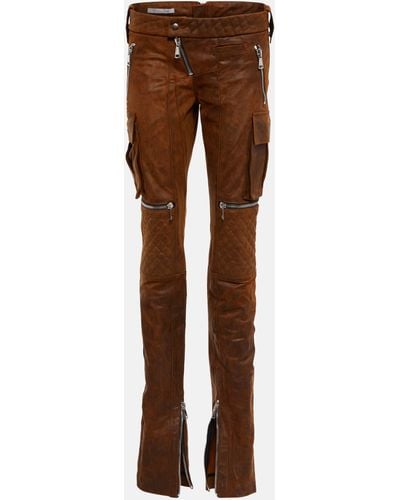 LAQUAN SMITH High-rise Straight Leather Pants - Brown