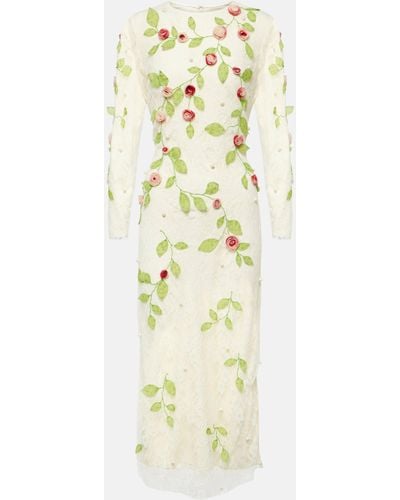 Markarian Avelina Embroidered Cotton Lace Midi Dress - Metallic