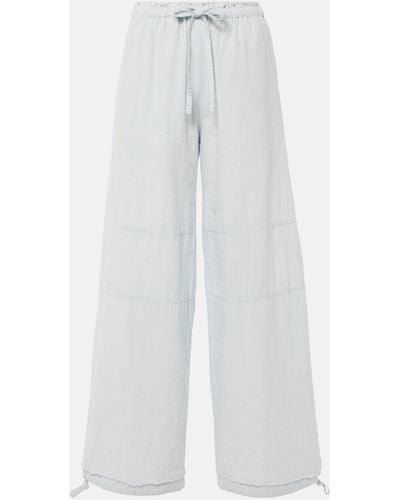 Acne Studios Mid-rise Cotton And Linen Wide-leg Pants - White