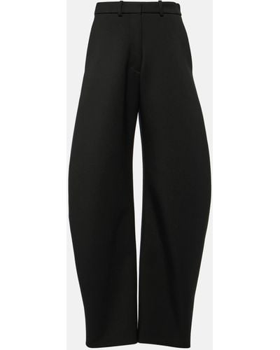 Alaïa High-rise Wool Barrel-leg Pants - Black