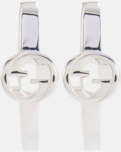 Gucci Interlocking G Sterling Silver Hoop Earrings - White