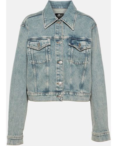 7 For All Mankind Nellie Cropped Denim Jacket - Blue