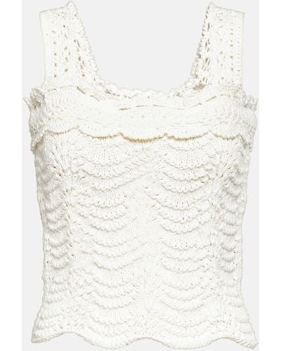 Oscar de la Renta Crochet Tank Top - White